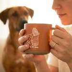 Personalised Line Girl and Her Dog 12 oz Ceramic Coffee Mug with Handle and Engraved Names Home Office Drinkware Pet Memorial Gift for Pet Lover