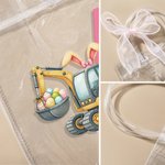 Personalized Cute Bunny Ears Excavator Initial Clear Gift Bag with Name Easter Holiday Party Favors Gift for Boys Girls