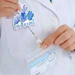 Personalized Birth Flower Acrylic Badge Reel with Name Appreciation Nurse Week Valentine's Day Gift for Doctor Nurse Medical Staff