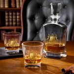 Personalized Vintage Golden Shield Initial Whiskey Decanter with Name Father's Day Birthday Gift for Men Whiskey Lovers