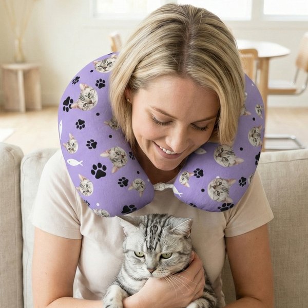 Oreiller de cou personnalisé en forme d'arête de poisson avec photo Cadeau d'anniversaire pour les amoureux des animaux de compagnie Cadeau d'anniversaire pour les employés de bureau