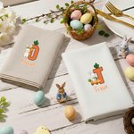 Personalized Cute Easter Bunny Carrot Linen Napkin with Name and Initial  Easter Spring Gift for Families Kids