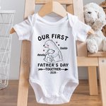 T-Shirt ou Onesie Bébé Personnalisé avec Noms Motif Ours Papa Bébé Vêtements Assortis 100% Coton Cadeau pour Nouveau Papa Bébé