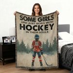 Couverture douce personnalisée avec nom et numéro de joueur de hockey Anniversaire Utilisation quotidienne Cadeau de jour de match pour les fans de hockey Athlètes