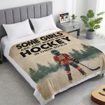 Couverture douce personnalisée avec nom et numéro de joueur de hockey Anniversaire Utilisation quotidienne Cadeau de jour de match pour les fans de hockey Athlètes