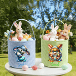 Personalized Funny Easter Bunny Eggs Plaid Easter Basket with Name and Ruffles Eggs Hunting Party Easter Gift for Kids