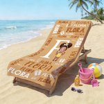 Personalized Cartoon Character Word Cloud Quick Dry Oversized Beach Towel with Initial and Name Beach Party Birthday Gift for Family