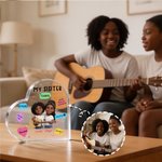 Placa acrílica personalizada en forma de corazón con los nombres del personaje de dibujos animados Bestie Decoración de escritorio Regalo de cumpleaños para amigos