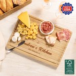 Personalized Heart Gesture Name Date Bamboo Cutting Board with Juice Groove Made in USA Housewarming Mother's Day Gift for Mom