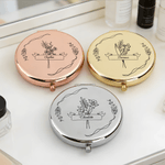 Personalised Birth Flower Portable Folding Pocket Makeup Mirror with Name Mother's Day Wedding Birthday Gift for Bridesmaid Woman