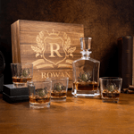 Personalised Golden Crown Shield Initial Hexagonal Decanter with Name Birthday Anniversary Gift for Men