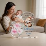 Personalised Happy 1st Mother's Day Cute Animal Heart-shape Acrylic Plaque with Name Desk Decor Mother's Day Birthday Gift for Mom