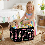 Personalized Cute Balloon Peter Rabbit Word Cloud Reusable Easter Storage Basket with Name and Handle Daily Use Easter Gift for Boys Girls