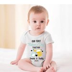 Personalised Coloured Milk Bottles and Beer 100% Cotton Dad and Baby Matching Shirt Father’s Day Gift for Baby and Men