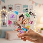 Placa acrílica personalizada en forma de corazón con los nombres del personaje de dibujos animados Bestie Decoración de escritorio Regalo de cumpleaños para amigos