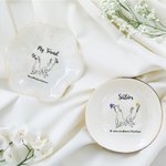 Personalizado Tomados de la Mano Nacimiento Flor Baratija Joyería Plato con Texto Decoración del Hogar Cumpleaños Regalo para Amigos