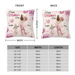 Personalized Rose Cartoon Mom Kid Soft Throw Pillow Cover with Name Home Decor Mother's Day Gift for Mother Grandma