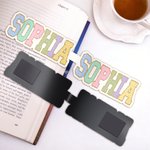 Personalised Plush Texture Colourful Name Magnetic Bookmark Clips Back to School Birthday Gift for Book Lovers Students