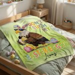Personalised Don't Touch My Easter Eggs Animal Soft Throw Blanket with Name Easter Egg Hunting Easter Party Favors Gift for Kids