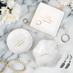 Personalised Ceramic Ring Plate Jewellery Dish with Gold Rim And Names Valentine's Engagement Wedding Gift for Couple