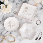 Gepersonaliseerde Keramische Geboorte Bloemen Sieraden Schotel met Naam Huwelijk Verloving Verjaardag Moederdag Cadeau voor haar