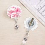 Personalized Birth Flower Acrylic Badge Reel with Name Appreciation Nurse Week Valentine's Day Gift for Doctor Nurse Medical Staff