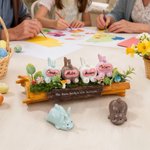 Personalized Cute Family Bunny Tree Stump Figurines with 2-8 Names and Text Home Decor Holiday Christmas Gift for Family Grandmother Grandfather