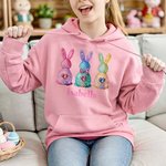 Personalized Diamond Rabbit Pattern T-shirt  Sweatshirt Hoodie with Name Everyday Outfit Easter Birthday Gift for Mother Women