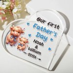 Placa acrílica personalizada con el nombre y el año de un simpático animal en forma de corazón Decoración para el hogar Primer regalo de cumpleaños del Día del Padre para el bebé Papá