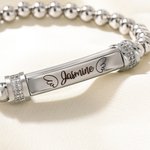 Personalised Delicate Heart Wings Bracelet with Name Meaningful Birthday Festival Gift for Kids Mom Grandma