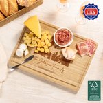 Personalized Family Photo FSC Bamboo Engraved Charcuterie Cutting Board with Text and Juice Groove Made in USA Housewarming Gift for Family