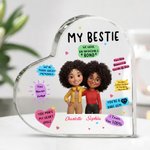 Placa acrílica personalizada en forma de corazón con los nombres del personaje de dibujos animados Bestie Decoración de escritorio Regalo de cumpleaños para amigos