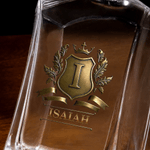 Personalised Golden Crown Shield Initial Hexagonal Decanter with Name Birthday Anniversary Gift for Men