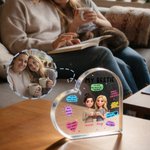 Placa acrílica personalizada en forma de corazón con los nombres del personaje de dibujos animados Bestie Decoración de escritorio Regalo de cumpleaños para amigos