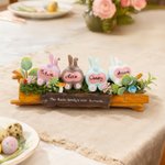 Personalized Cute Family Bunny Tree Stump Figurines with 2-8 Names and Text Home Decor Holiday Christmas Gift for Family Grandmother Grandfather