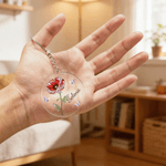 Personalizzato imitazione di cristallo stile nascita fiore portachiavi in acrilico con nome Festa della mamma regalo di compleanno anniversario per le donne