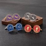 Paire de Boutons de Manchette Personnalisée avec Initiales et Textes Boîte en Bois à Choix Cadeau Mariage Anniversaire pour Homme