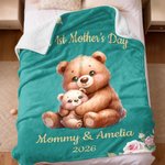 Personalized Cute Elephant Rabbit Animal Design Soft Throw Blanket with Name and Year 1st Mother's Day Home Decor Birthday Gift for Kid Mom