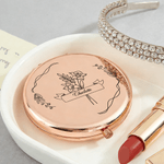 Personalised Birth Flower Portable Folding Pocket Makeup Mirror with Name Mother's Day Wedding Birthday Gift for Bridesmaid Woman