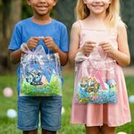 Personalized Cute Bunny Ears Excavator Initial Clear Gift Bag with Name Easter Holiday Party Favors Gift for Boys Girls