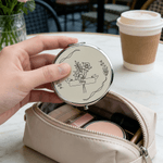 Personalised Birth Flower Portable Folding Pocket Makeup Mirror with Name Mother's Day Wedding Birthday Gift for Bridesmaid Woman