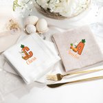 Personalized Cute Easter Bunny Carrot Linen Napkin with Name and Initial  Easter Spring Gift for Families Kids