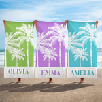 Personalised Fresh Palm Tree Oversized Quick Dry Beach Towel with Name Travel Essential Beach Party Birthday Gift for Women Girls