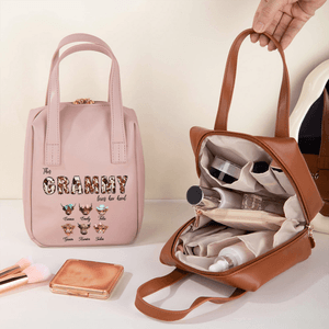 Personalisierte Hochland Kuh wasserdicht PU Leder Kosmetiktasche mit 1-8 Namen und Titel Reisen Muttertag Geschenk für Mutter Großmutter