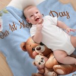 Personalized Cute Elephant Rabbit Animal Design Soft Throw Blanket with Name and Year 1st Mother's Day Home Decor Birthday Gift for Kid Mom