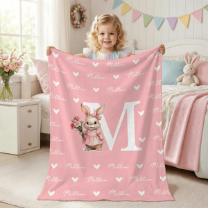 Personalisierte niedliche Ostern Peter Rabbit weiche Decke mit Namen und Initialen Home Decor Ostern Baby Dusche Geschenk für Kinder Neugeborene