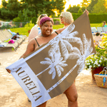 Personalised Fresh Palm Tree Oversized Quick Dry Beach Towel with Name Travel Essential Beach Party Birthday Gift for Women Girls