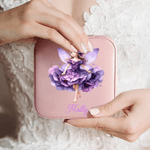 Personalised Birth Flower Elf Girl PU Leather Jewellery Box with Name Travel Essentials Wedding Bridal Shower Gift for Women
