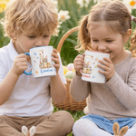 Personalised Cute Easter Bunny Ceramic Coffee Mug with Name and Initial Daily Use Easter Birthday Gift for Boys Girls