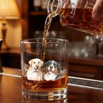 Personalisierte Aquarell Haustier Porträt 10 oz Rock Whiskey Glas mit Text und Name Hochzeit Verlobungsgeschenk für Frischvermählte Tierliebhaber